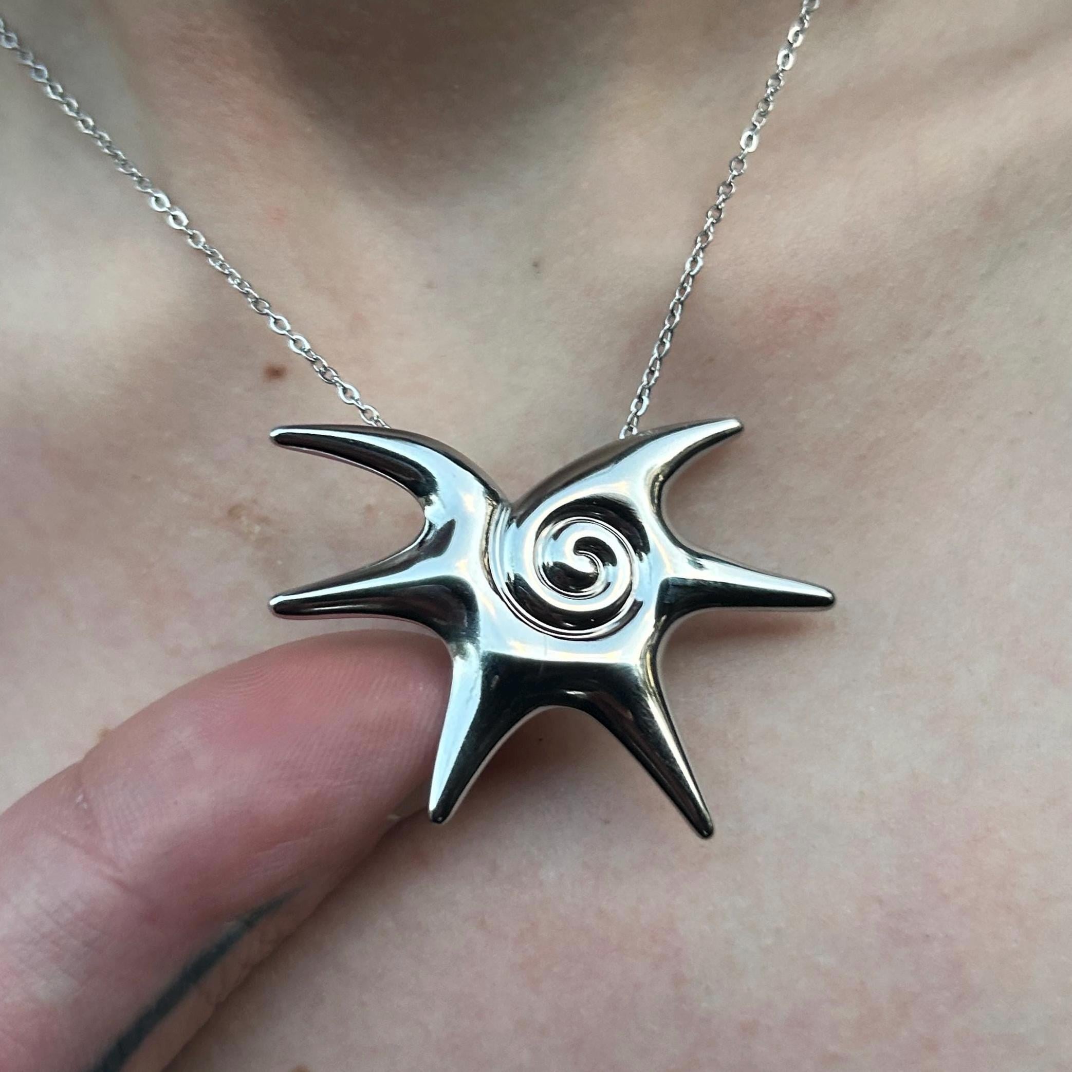 Celestial Spiral Pendant: 90s Vintage, Tarnish Free Cyber Y2K 