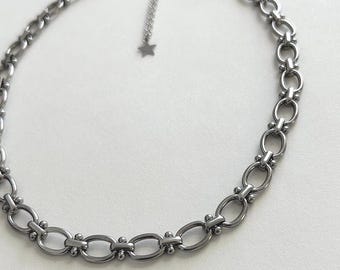 Stainless Steel Ball Chain, Piercing Chain Choker Necklace: Y2K, Gothic, Minimalist Silver Vintage Jewelry