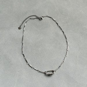 Carabiner Necklace Stainless Steel Dainty Chain Y2K Vintage Boho Retro Custom Silver Jewelry