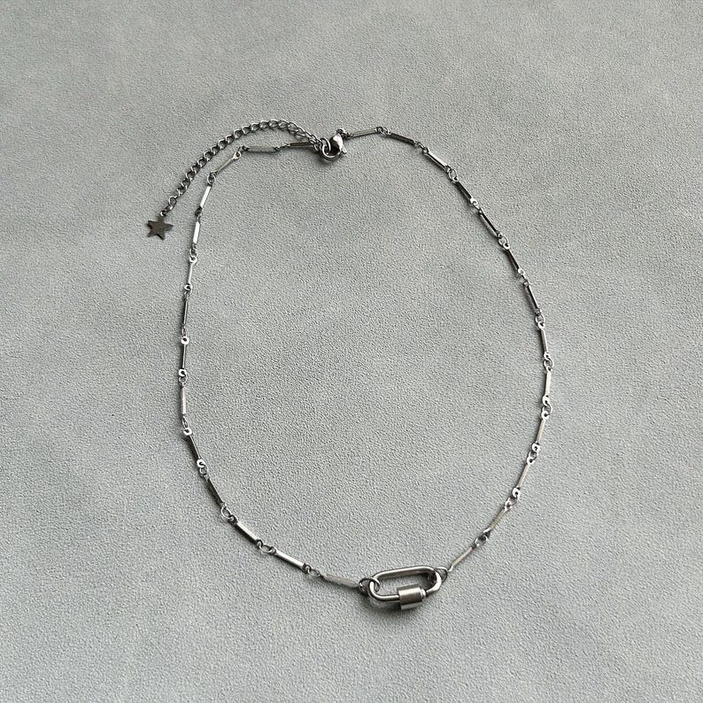 Carabiner Necklace Stainless Steel Dainty Chain Y2K Vintage Boho Retro Custom Silver Jewelry