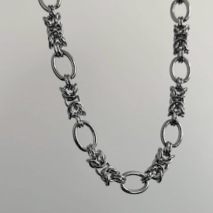 Chainmail Byzantine Choker Necklace Stainless Steel Chunky Silver Choker, Gothic Y2K Handmade Jewelry image 3