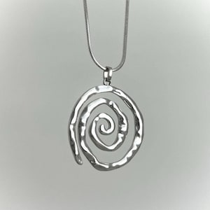 Stainless Steel Chunky Spiral Pendant Necklace: Tarnish Free Boho Jewelry