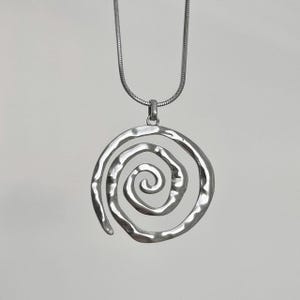 Stainless Steel Chunky Spiral Pendant Necklace: Tarnish Free Boho Jewelry
