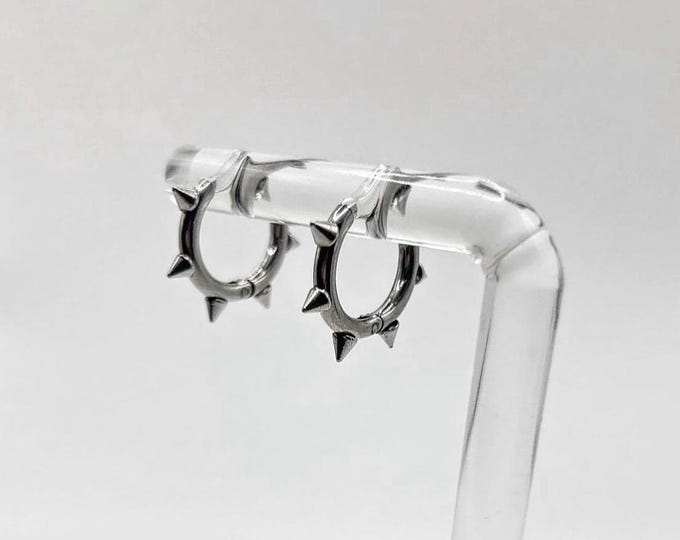 Unique Hoop Earrings with Spikes • Stainless Steel Gothic Y2K Indie Cyber Statement Jewelry Gift
