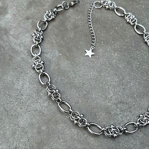 Stainless Steel Piercing Chain Choker • Handmade Y2K Punk Necklace