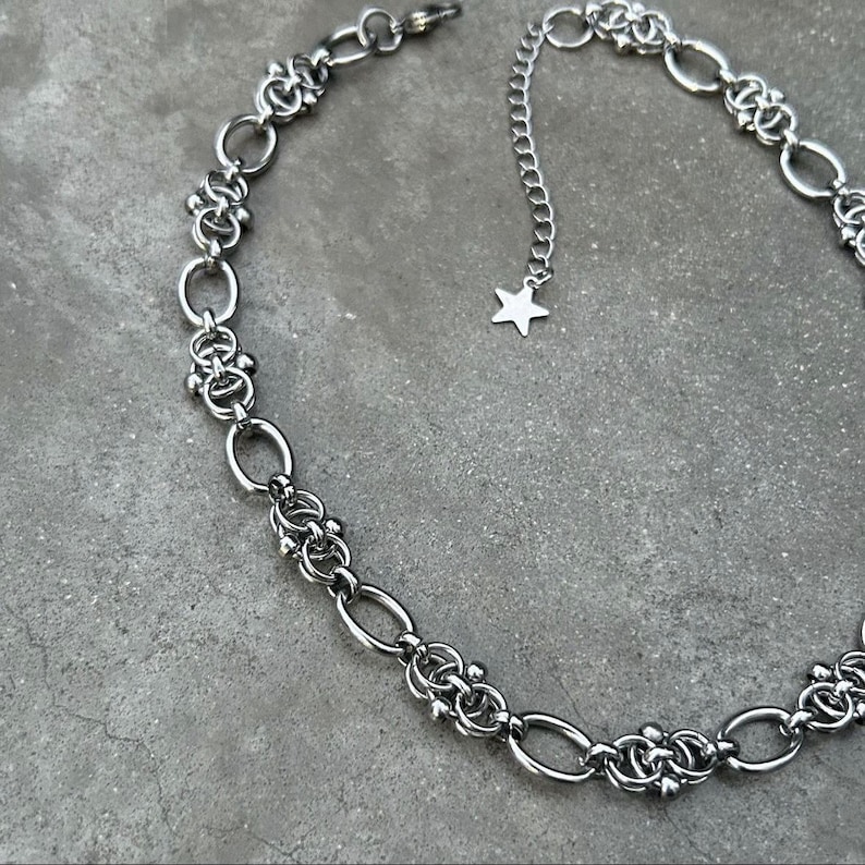Stainless Steel Piercing Chain Choker • Handmade Y2K Punk Necklace