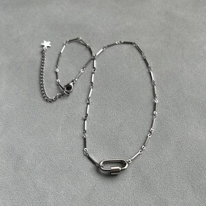 Carabiner Necklace Stainless Steel Dainty Chain Y2K Vintage Boho Retro Custom Silver Jewelry