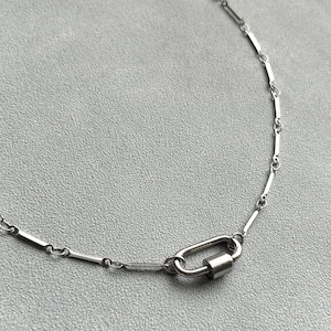 Fully Stainless Steel Carabiner Necklace • Custom Add Your Own Charms • Dainty Chain • Y2K Vintage Boho Retro Custom Silver Vintage Jewely