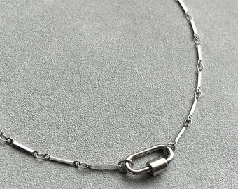 Stainless Steel Carabiner Necklace | Waterproof Charm Holder Chain | Minimalist Y2K Jewelry