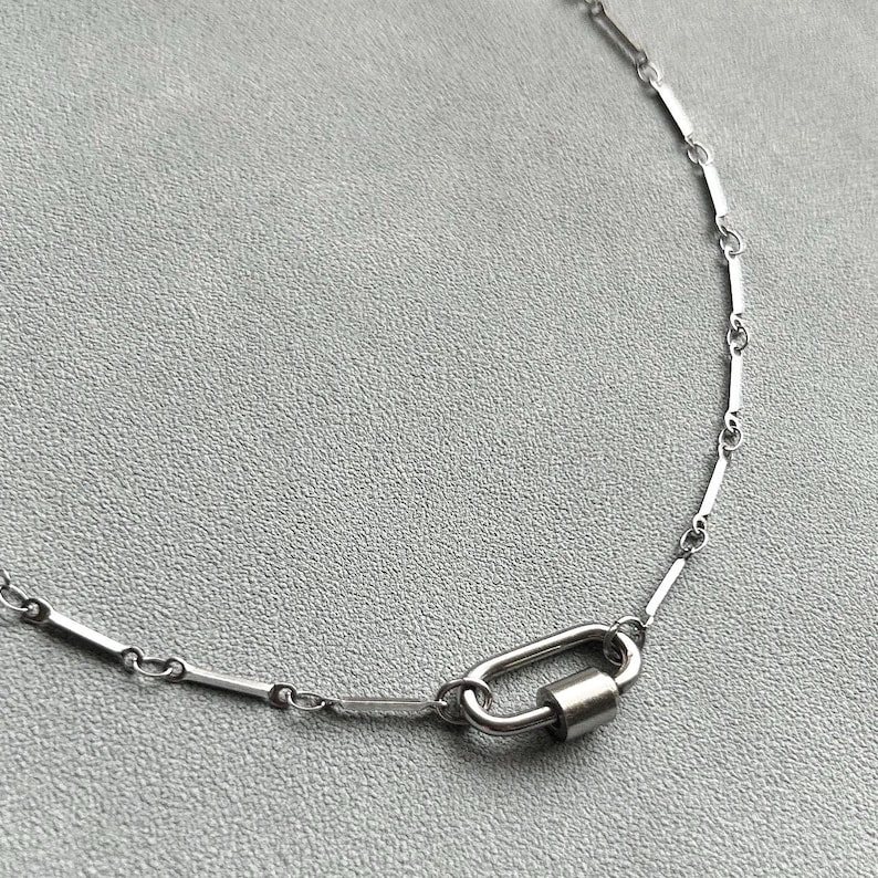 Carabiner Necklace Stainless Steel Dainty Chain Y2K Vintage Boho Retro Custom Silver Jewelry