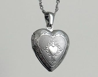 Heart Locket Charm Stainless Steel Necklace Dainty Chain: Minimalist Handmade Vintage Y2K Silver