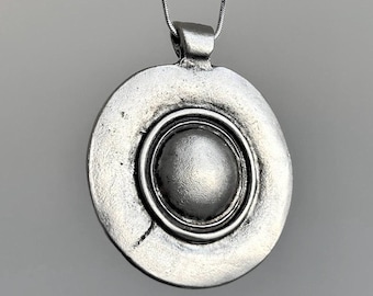 XL Chunky Circle Pendant on Chain Choker Necklace Handmade Vintage Boho Hippie Statement Jewelry