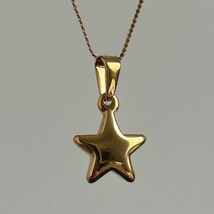 stainless steel gold star pendant charm necklace on dainty snake chain • boho indie cyber y2k minimalist handmade jewelry gift for her