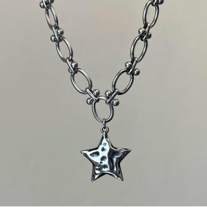 Stainless Steel Star Charm Necklace: Y2K Grunge Chain Choker