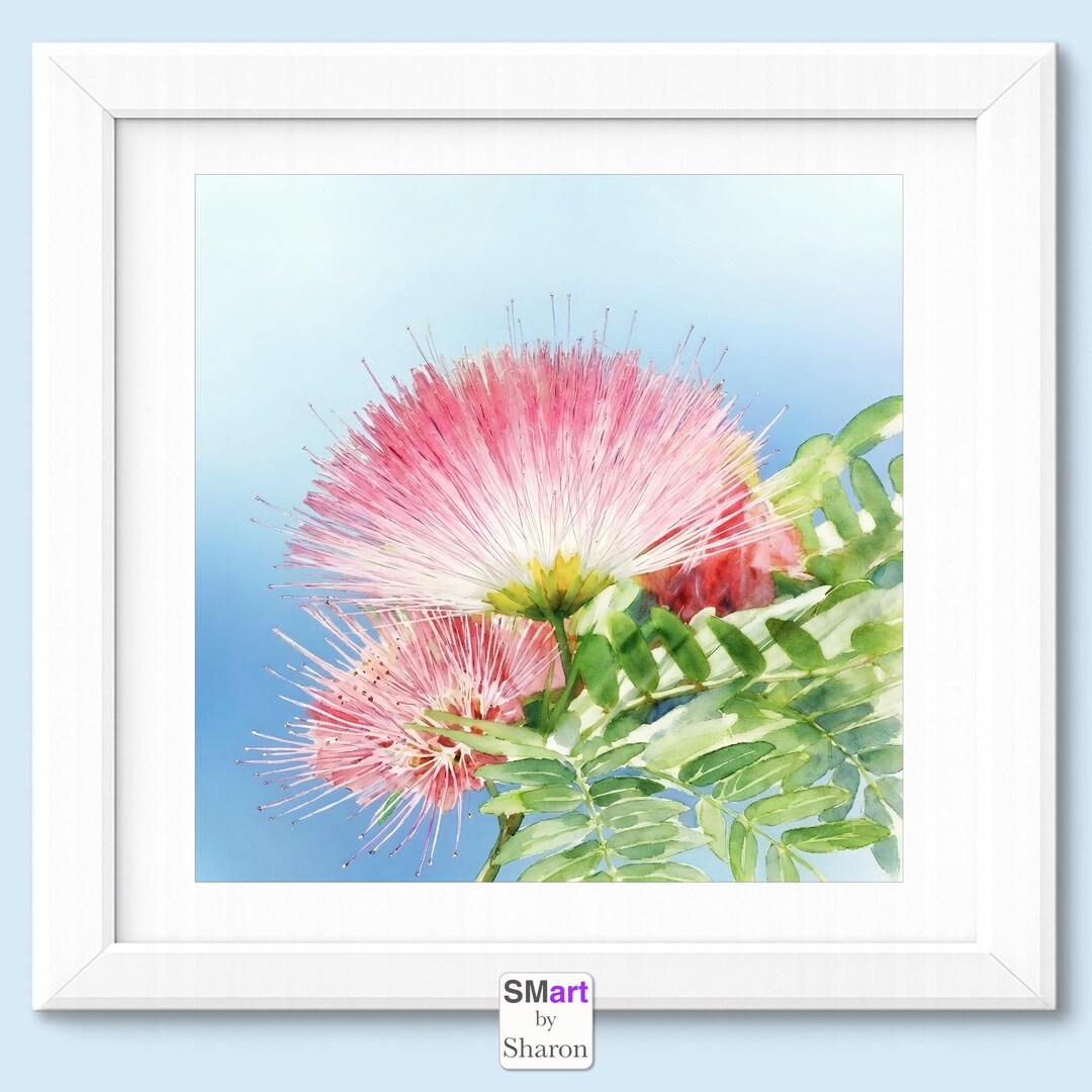 Pink Flower Watercolour Print, Floral Wall Decor, Square Art Digital ...