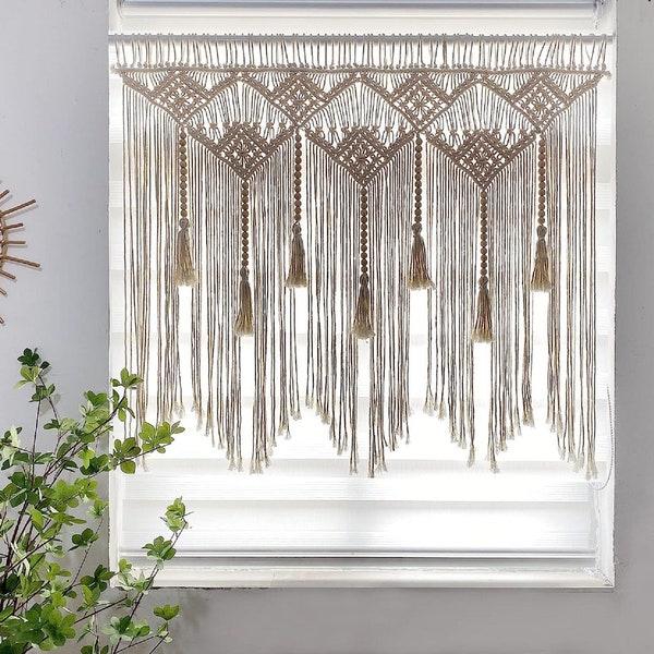 Macrame Headboard, Macrame Valance, Macrame Curtains, Macrame wall Hanger, Boho Decor tapestry, Macrame Window Valance, Boho Curtain Drapes