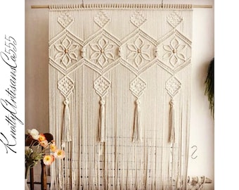 Macrame Curtain Door Window Custom Size Curtain Macrame Room Divider Macrame Curtains Macrame Valance Macrame Wall Hanging - Valentine Sale