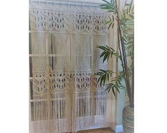 Macrame Bohemian Curtain, Door Window Custom Size Curtain, Boho Room Divider Macrame Wall Hanging Macrame Window Valance - Valentine Sale