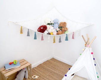 Kuscheltierhängematte, Spielzeughängematte, Stoffhängematte, Stofftieraufbewahrung, Spielzeughängematte, Boho-Hängematte, Kinderzimmerdeko