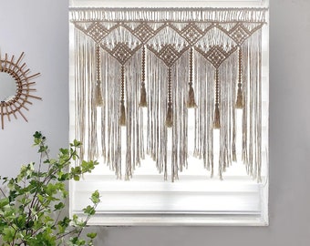 Macrame Headboard, Macrame Valance, Macrame Curtains, Macrame wall Hanger, Boho Decor tapestry, Macrame Window Valance, Boho Curtain Drapes