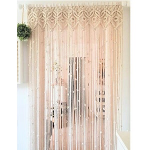 Macramé Curtains | Bohemian Doorway Curtain, Macrame Headboard, crochet wall Hanging, Macrame Room Divider Macramé Window Curtain Home Decor