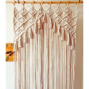 Macramé Doorway Curtains | Custom Size Door String Curtain, Macrame Drapes, Macrame Window Valance, Bohemian Room Divider, Boho Wall Hanging