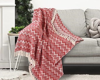 Baumwollcouch/Sofa-Decken-Decken, 50 "x 60" Sofa werfen Decke Jacquard reversible werfen für Bett Sofa, neues Zuhause Geschenk Housewarminggeschenk