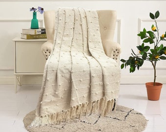 Baumwolle handgemachte Sofa Decke, 132 "x 82" Couch Cover Decken Jacquard Reversible Throw für Bett Sofa, neues Zuhause Geschenk Housewarminggeschenk