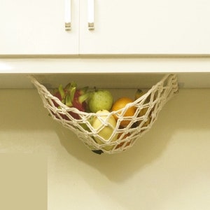 macrame fruit hammock, Macrame basket for fruit and veggies, Hanging Fruit Basket, Kitchen Storage, Kitchen Supply Gift - Valentine Sale