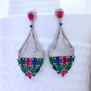 92.5 Silver Earring, Sterling Silver earring, Gemstone Earring, Silver Earring, Earrings