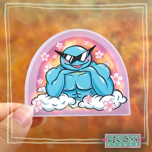 Buff Squad Guy - Funny Gym Sticker with Sunglasses