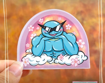 Buff Squad Guy - Funny Gym Sticker with Sunglasses