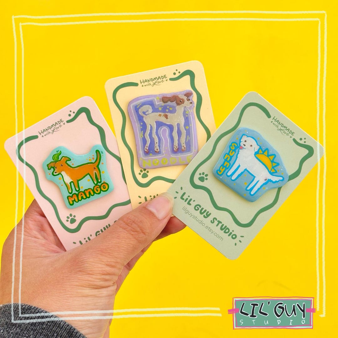 Handmade Custom Dog Portrait Lapel Pin: Hand-painted Resin Pet Art - Etsy