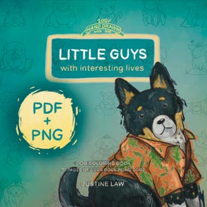 Cyfrowa kolorowanka dla psów - Małe chłopaki z interesującym życiem - dla miłośników psów i szczeniąt - PDF PNG Procreate