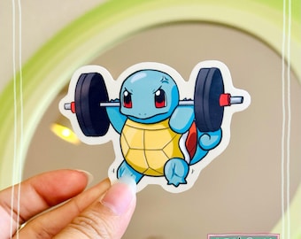 Squatting Turtle - Funny Gym Sticker - Lil Guy Doing Squats