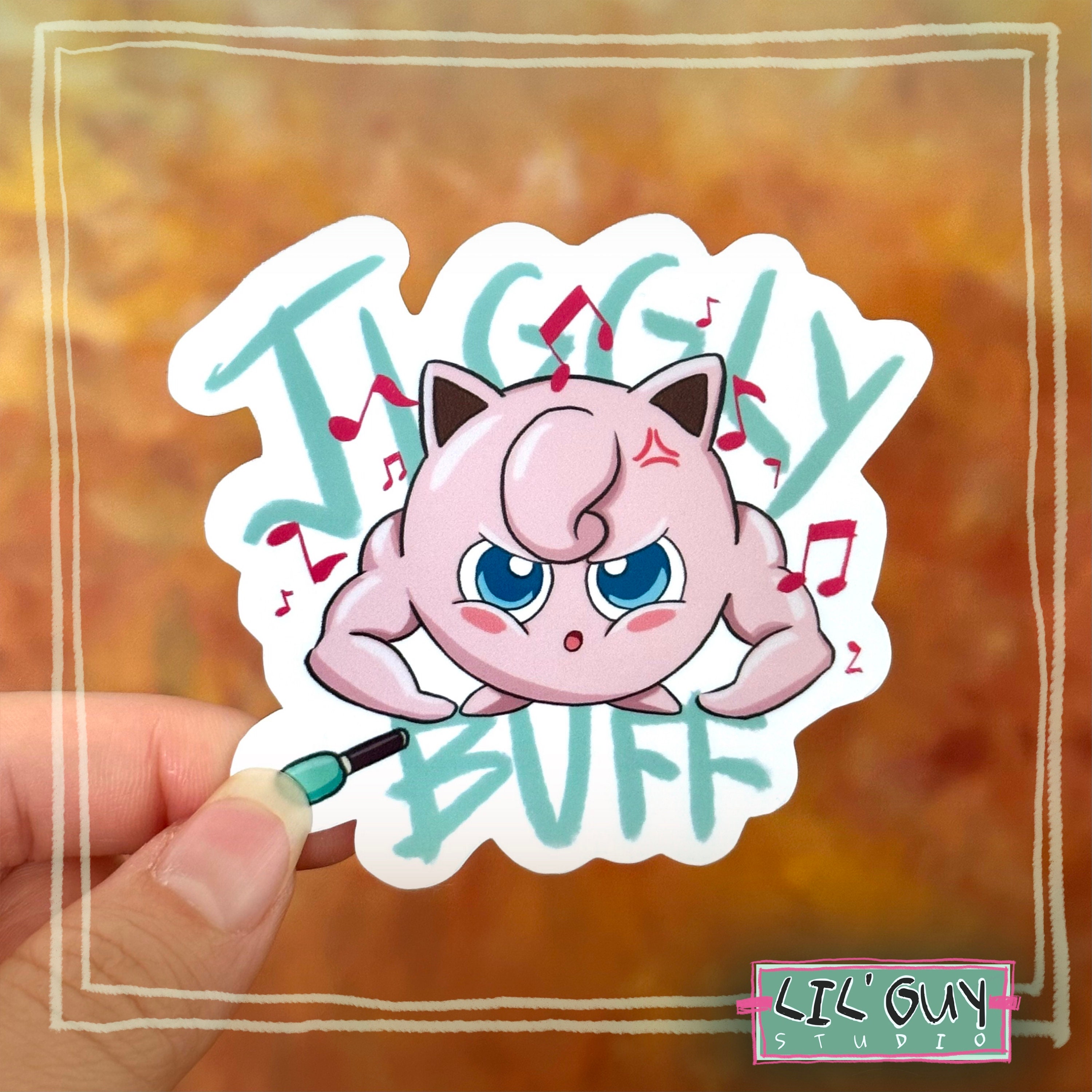 JigglyBuff - Funny Round Pink Creature Gym Sticker