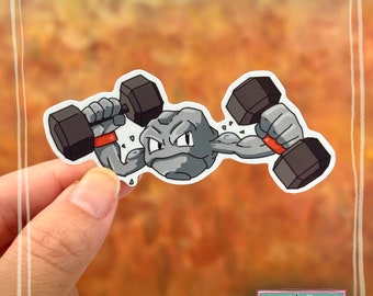 Geo-guy - Funny Floating Rock Gym Sticker - Gym Bro Physique
