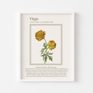VIRGO Zodiac Astrology Art Print, Virgo Wall Art, Astrology Poster, Virgo Gift, Zodiac Printable Poster, Vintage Floral Prints