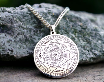 Famous Seven Archangels Amulet - Men Seal of Solomon - Stainless Steel - Sacred Christian Protection Jewelery - Free Shipping