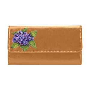 Cartera triple para mujer (Modelo 1708) en violeta africana/marrón