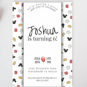 Vintage Mickey mouse birthday party invitation, pastel mickey invitation, editable invite, downloadable birthday party invitation