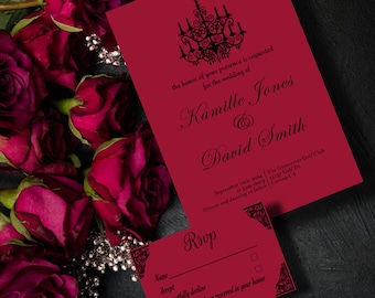 gothic wedding invitation,  gothic wedding invitation, downloadable printable moody wedding invite, Victorian wedding invitation