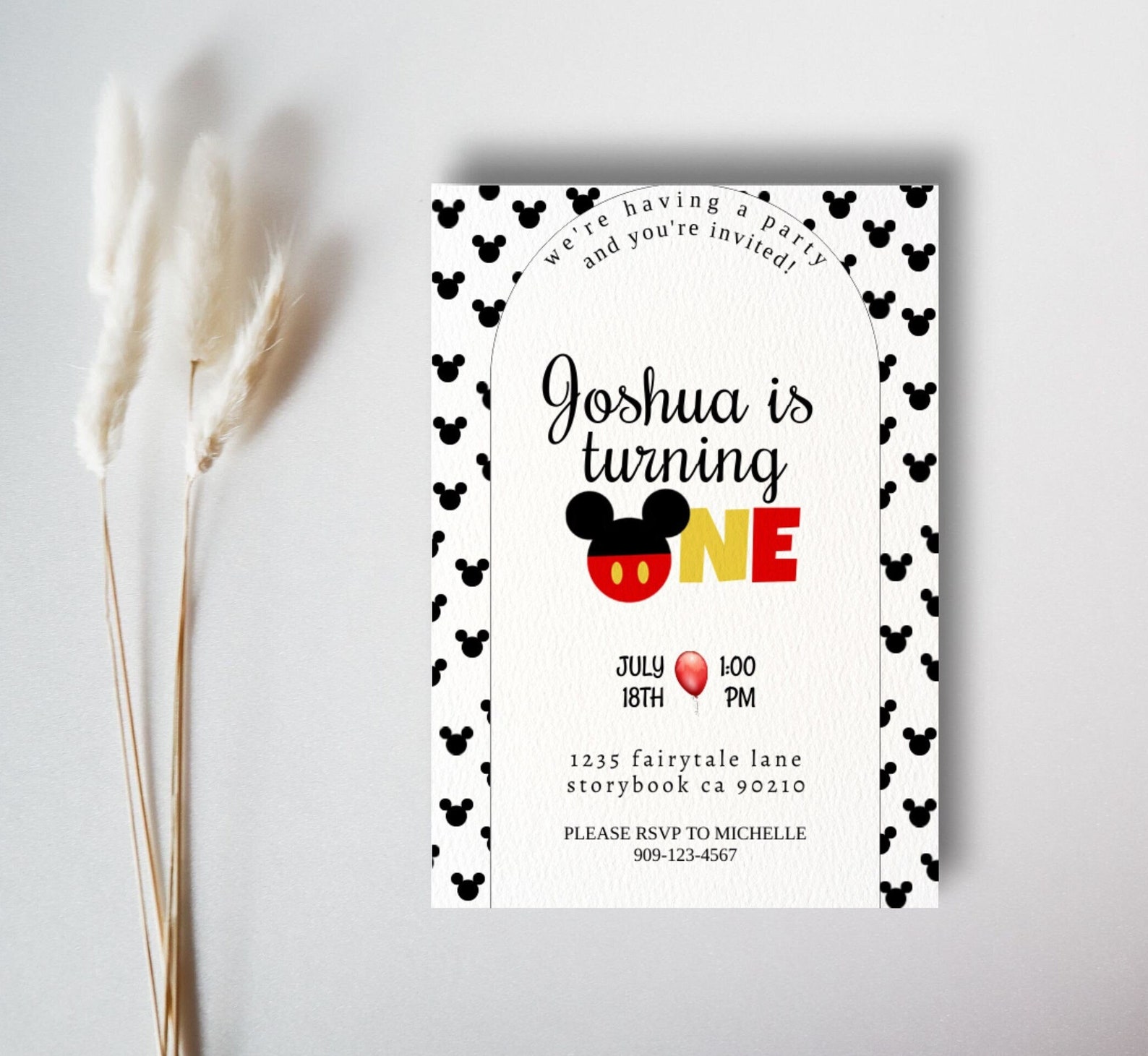 First Birthday Invitation, Mickey Mouse Birthday Invitation ...