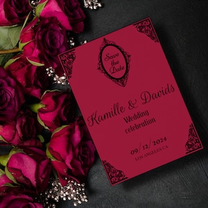 Victorian gothic wedding save the date, editable save the date, downloadable moody save the date