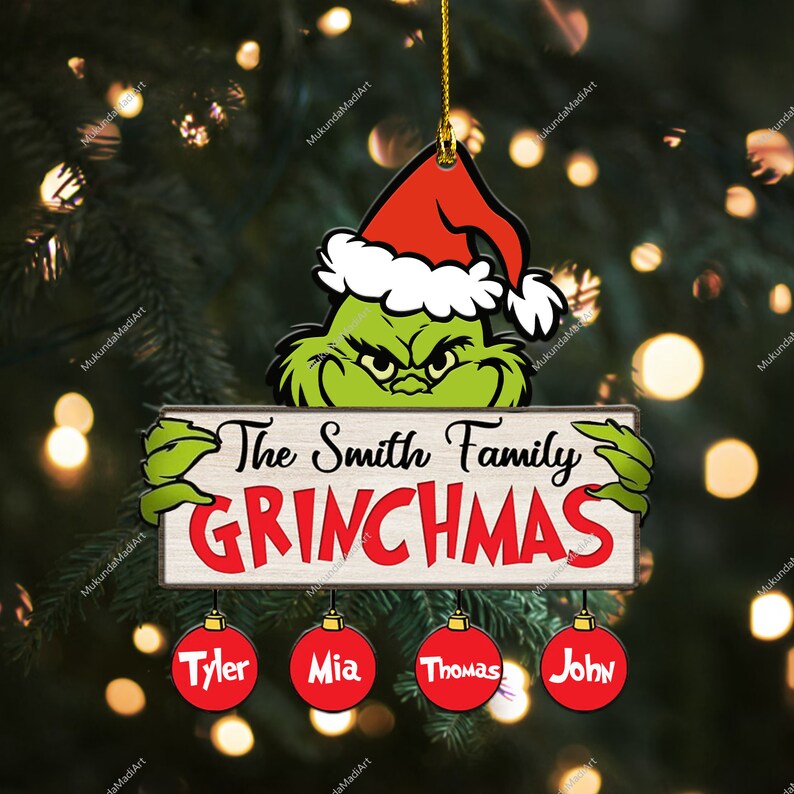 Personalized Grinch Ornament, Merry Grinchmas 2023 Ornaments, Grinch
