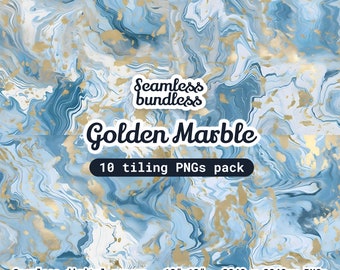 10 Gold Blue marble tiling textures pack, seamless repeating digital papers, printable images patterns, , instant download, Commercial use