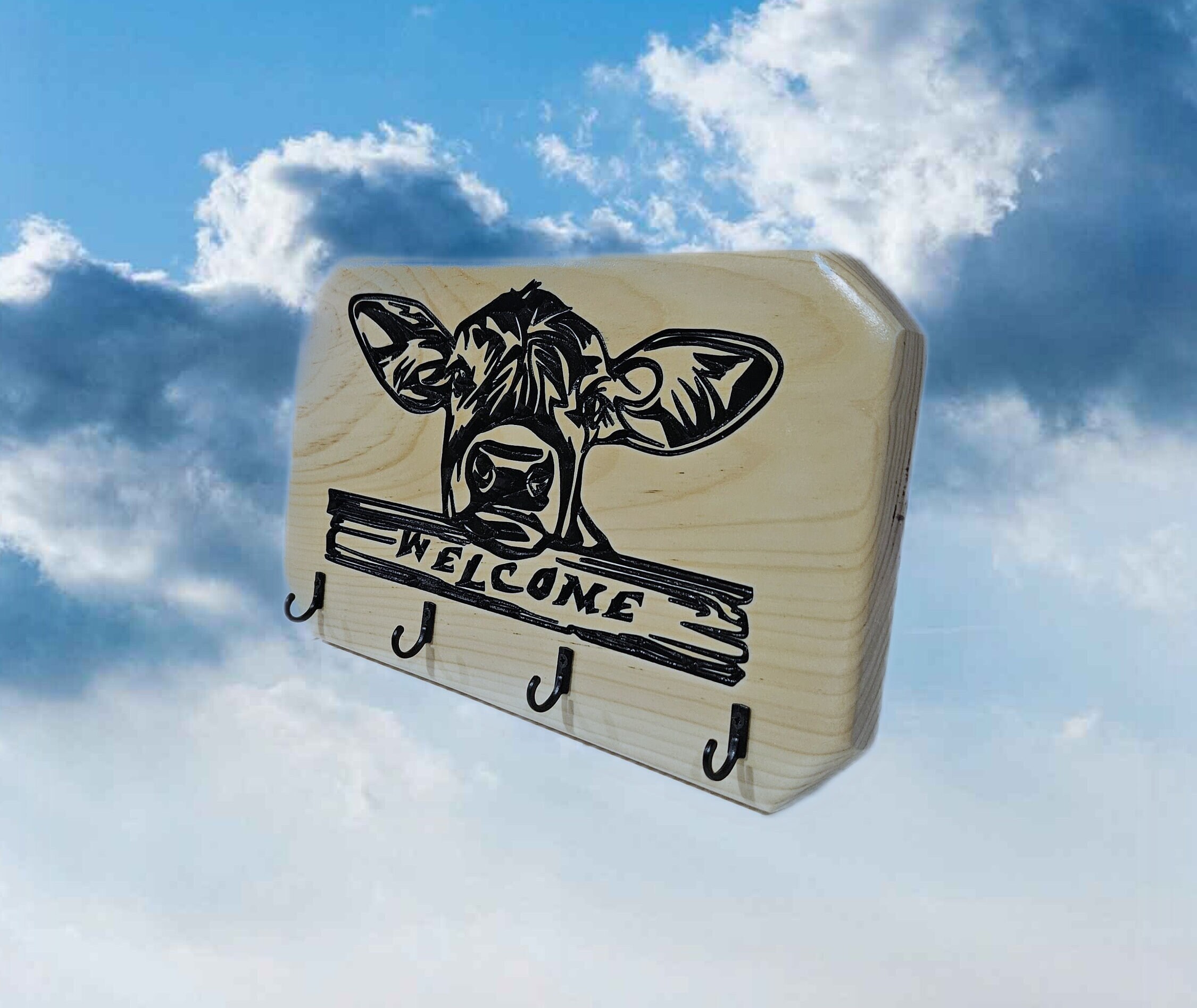 Farm Cow Key Holder Wood Carved for Your Home Decor. - Etsy