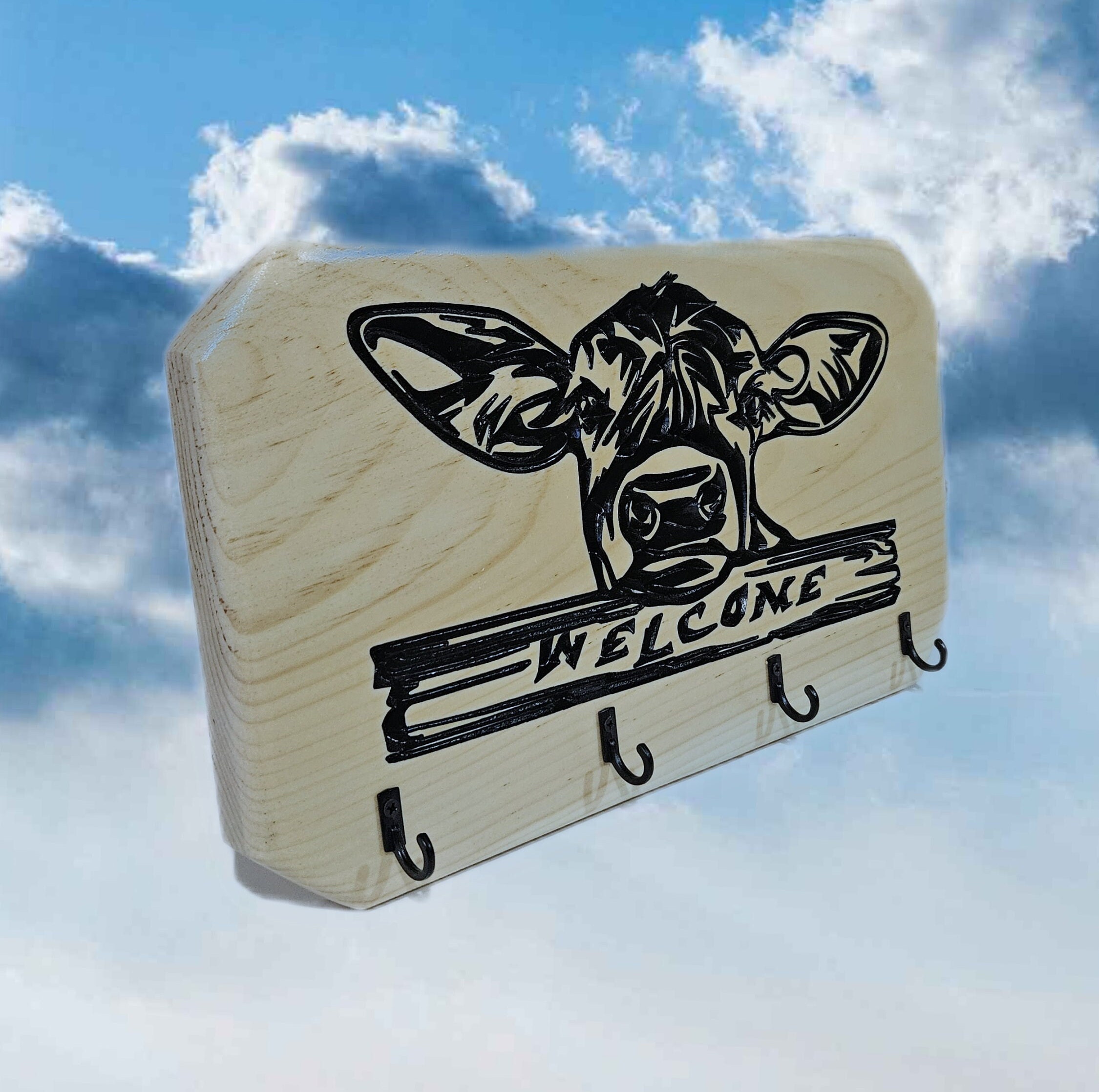 Farm Cow Key Holder Wood Carved for Your Home Decor. - Etsy