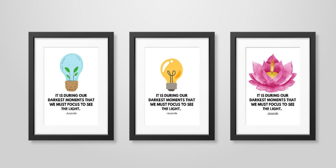 Positive Quote Five Design Pack Wall Art Motivational Etsy