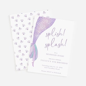 Splish Splash Mermaid Bash Birthday, Under the Sea Birthday Theme, Kids Mermaid Party Decor, Customizable Party Invitation Template